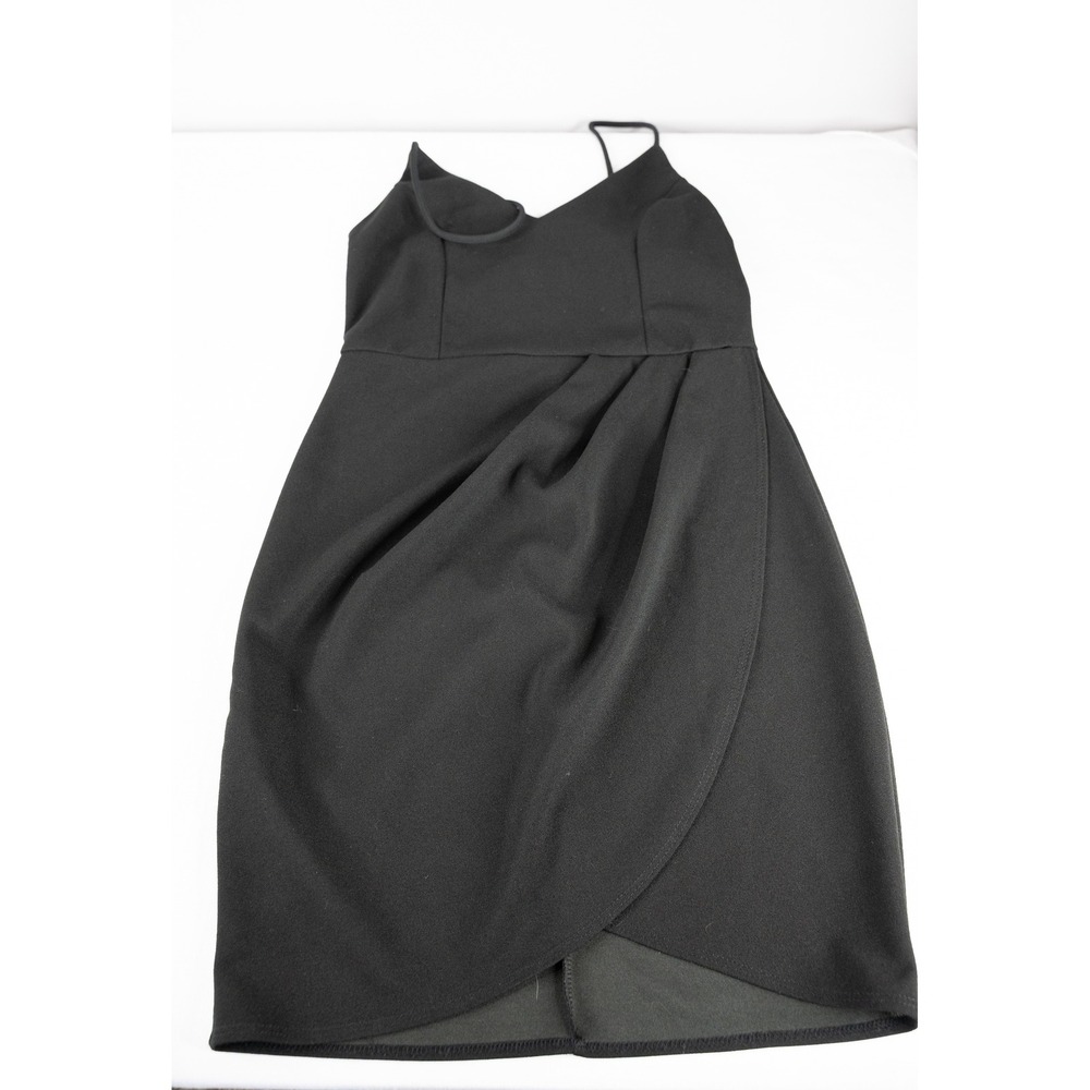 Lulus Dress Womens Medium Black Excellent Tulip Hem Spaghetti Strap Prom Hoco - Picture 4 of 5